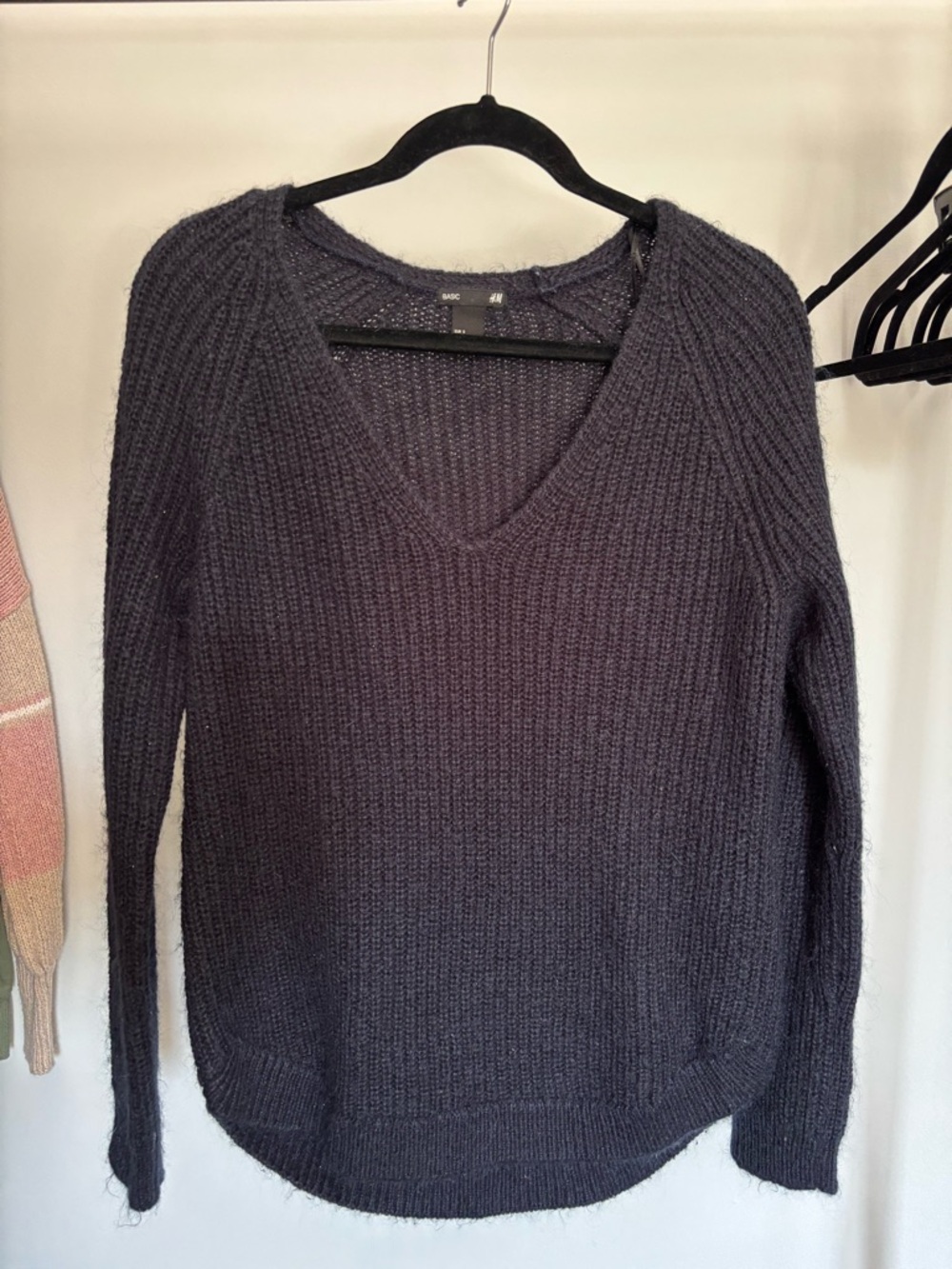 H&M Women's V-Neck Knit Sweater in Navy